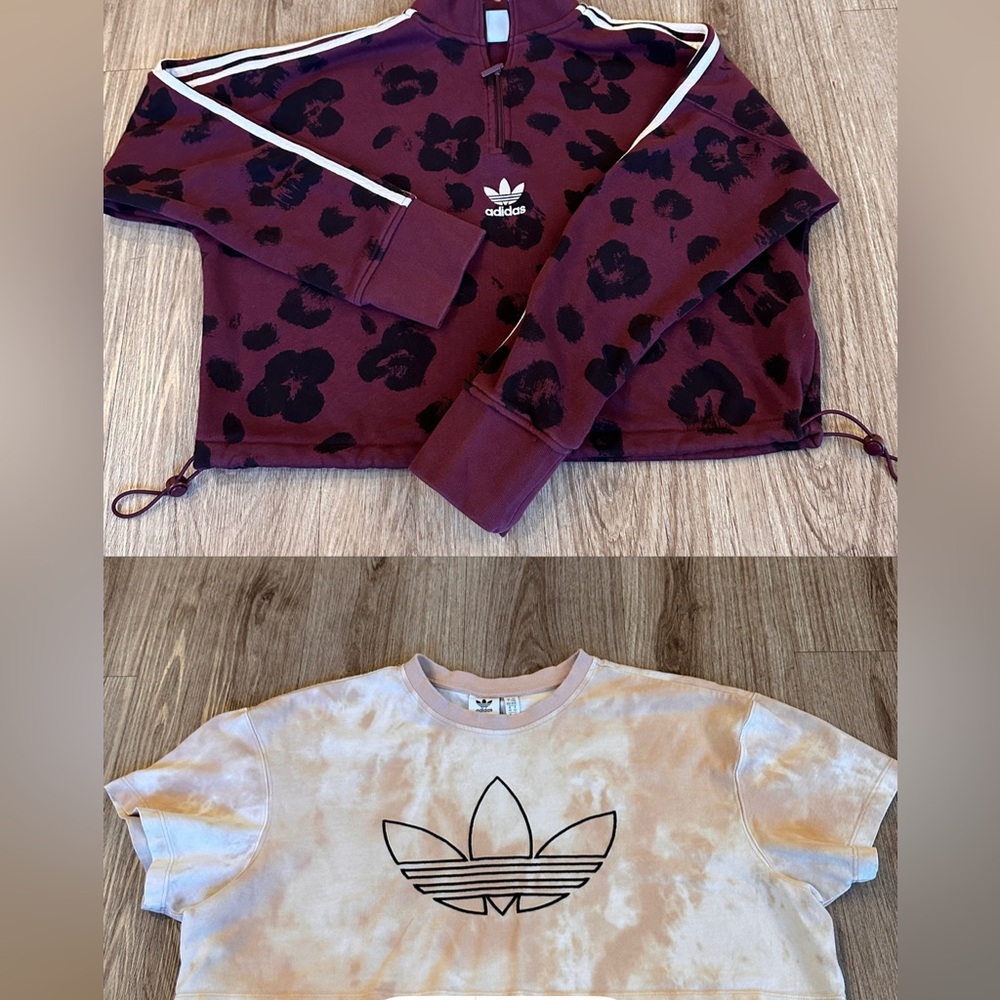 ADIDAS Cropped Shirt and Sweatshirt Bundle Size M